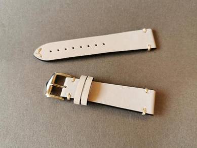 20mm White Calf Leather Watch Strap