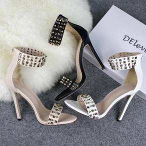 Black white nude rivets party high heels RBH0291