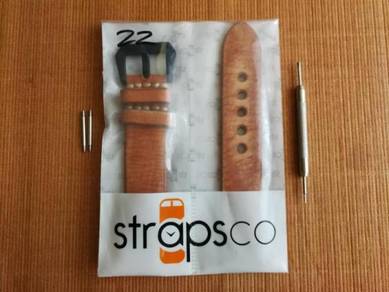 STRAPSCO Orange Distressed Leather Watch Strap