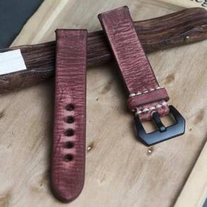 STRAPSCO Red Distressed Leather Watch Strap