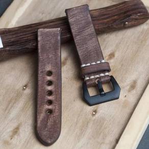 STRAPSCO Coffee Distressed Leather Watch Strap