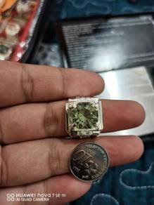 Cincin perak Green amethyst custom cut
