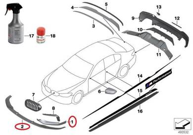 BMW G30 M Performance front lip and Splitter set