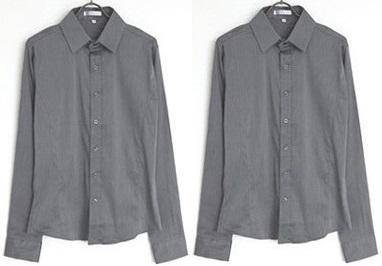 P0514 Light Grey Plain Formal Long Sleeve Shirt