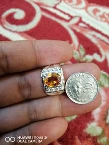 Cincin perak yellow zircon asli