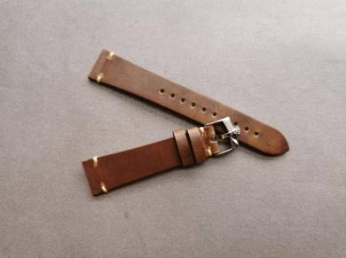 20mm & 19mm Brown Oily Calf Leather Watch Strap