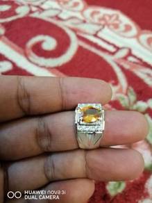 Cincin perak yellow zircon asli