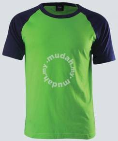 Tshirt Raglan Short Sleeve Lime Green/Navy Blue