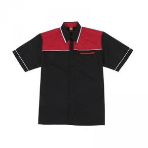 Baju Korporat Short Sleeve F13802 Black/Red/White