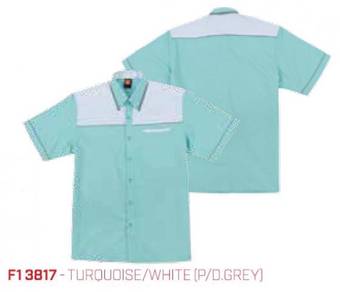 Baju Korporat Uniform Male F13817 Turquoise/White