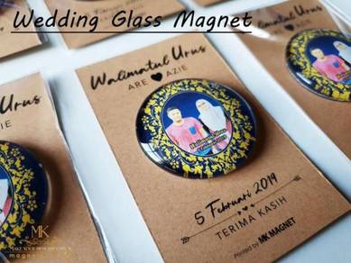 Doorgift Kahwin Glass Magnet Gift