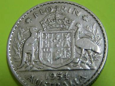 Australia Silver Florin 1954