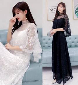 Black white cape plus size wedding prom dress RBP0