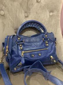 BALENCIAGA Handbag-Leather Blue