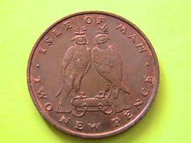 Isle of Man 2 Pence 1975- Pair of Hawking Birds