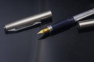 Antique Fountain pen, stainless steel, black cap