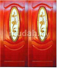 Pintu besar kayu solid bersama cermin