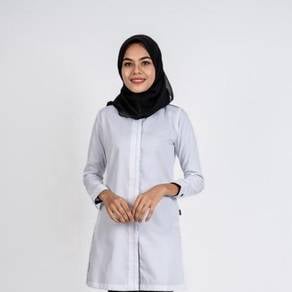 Baju Korporat Muslimah Labuh FC1023 White Blue
