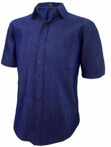 Baju Korporat Denim Lelaki FD826 Short Sleeve Blue