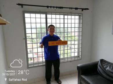 Rail Langsir Rod Kayu Dark Walnut