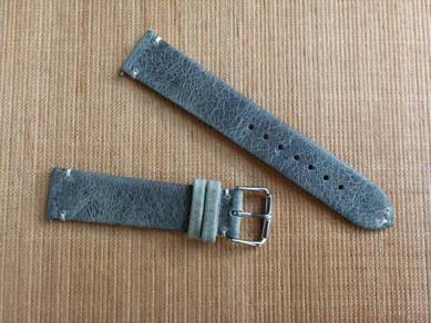 ITALIAN Steel Grey Calfskin Leather Watch Strap