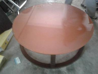 Round Orange Temper Glass Coffee Table