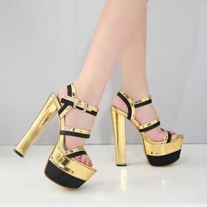 Pump party high heels 16.5cm gold black RBH0255