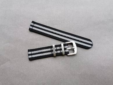 20mm & 22mm Polyamide Black Grey Nato Watch Strap