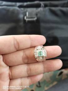 Cincin pera zamrud colombia 1 cara ++