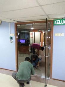 PASANG PINTU KACA l tahan pecah 12mm
