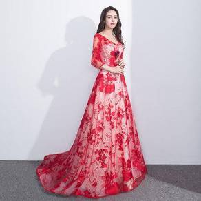 Red long sleeve Wedding bridal prom dress RBP0363