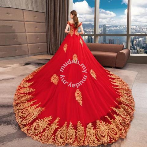 Red gold wedding bridal dress gown RB2005